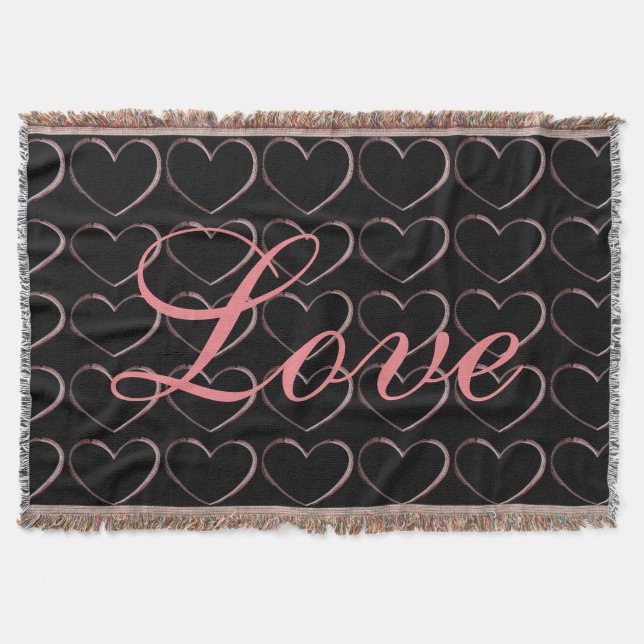 Manta Trendy Heart Grey Calligraphy Love Boda (Anverso)