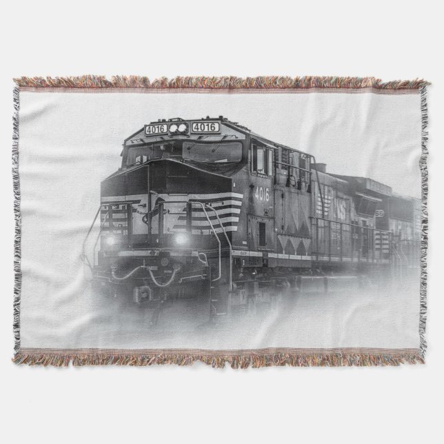 Manta Trenes en blanco y negro (Anverso)