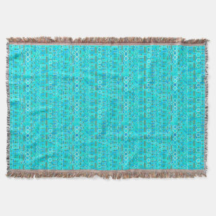 Manta Tribal Batik - turquesa, aqua y gris