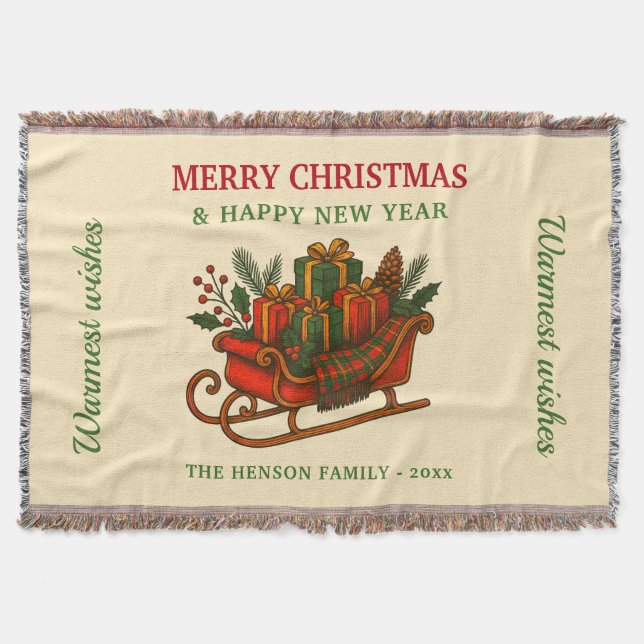 Manta Trineo de Navidad Vintage con Regalos (Anverso)