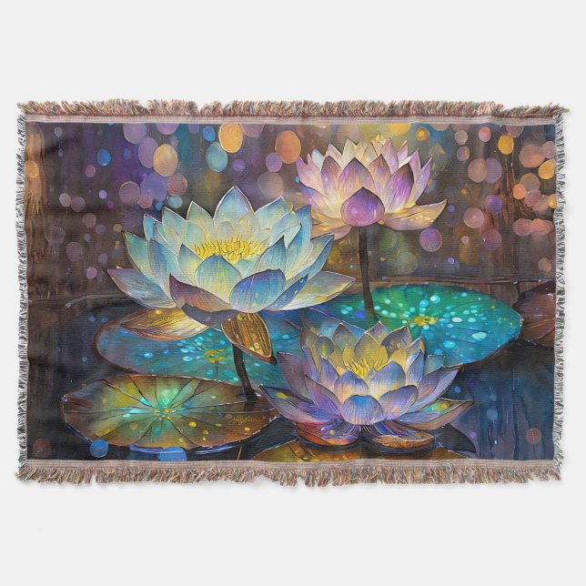 Manta Trío de flores de loto brillantes (Anverso)