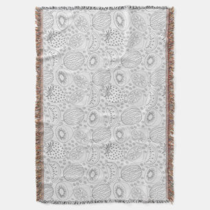 Manta Tropical fruit seamless pattern black and white