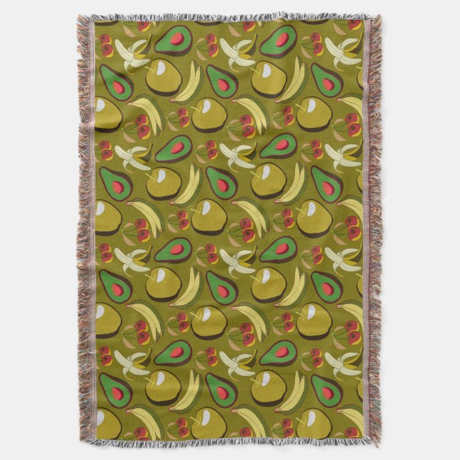 Manta Tropical fruit seamless pattern yellow (Frente vertical)