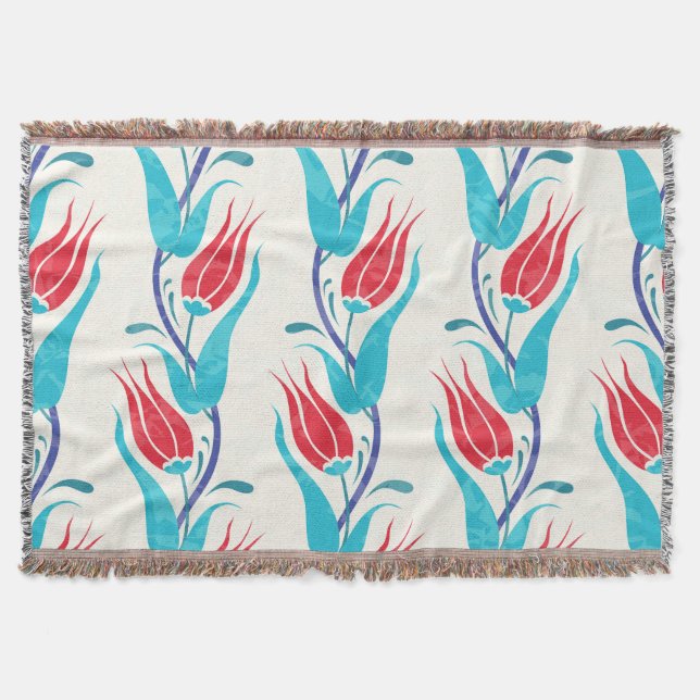 Manta Tulipanes Turcos: Motif Tradicional sin Mar. (Anverso)