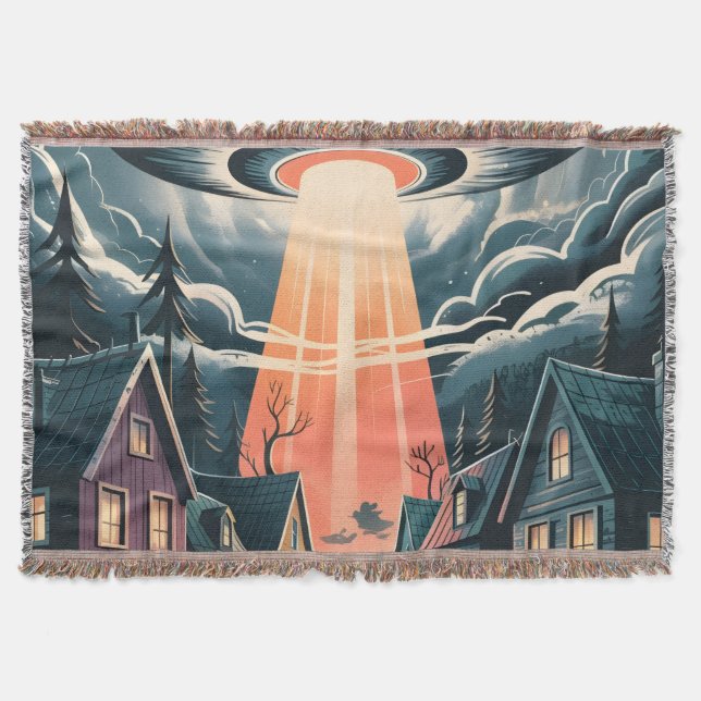 Manta UFO Abduction Night Street Illustration (Anverso)