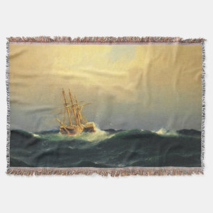 Manta Un barco de vapor en una tormenta en el Océano Atl