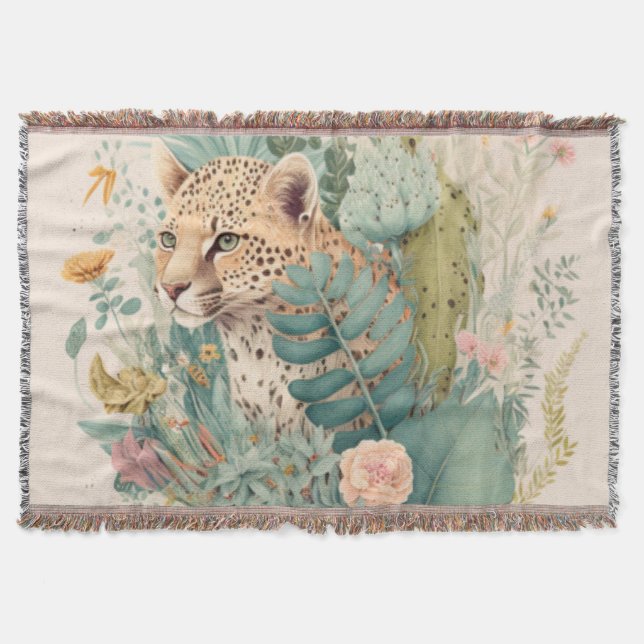 Manta Un leopardo detrás del personalizado de los arbust (Anverso)