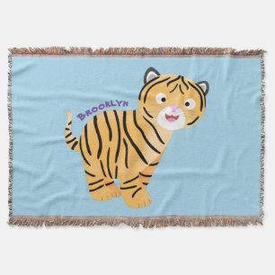 Manta Un personalizado feliz del cachorro de tigre
