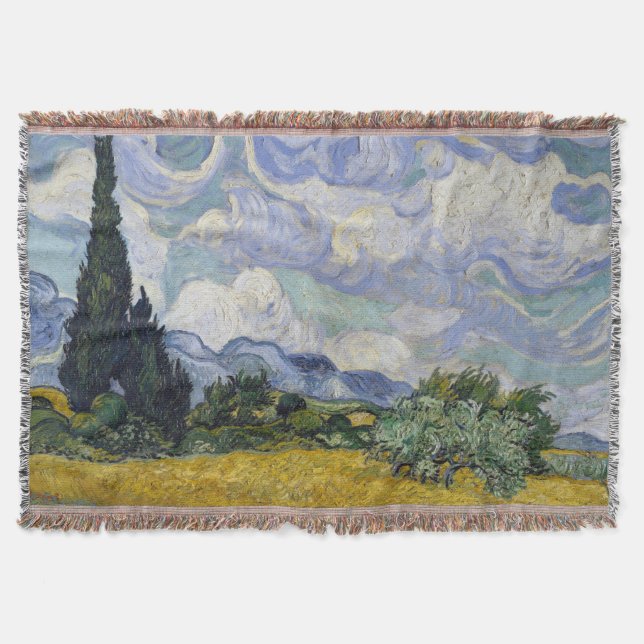 Manta Un trigal con cipreses Van Gogh (Anverso)