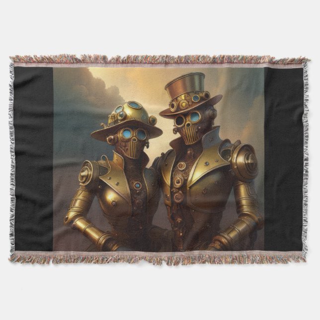 Manta Una Pareja Robótica Steampunk Enamorada (Anverso)