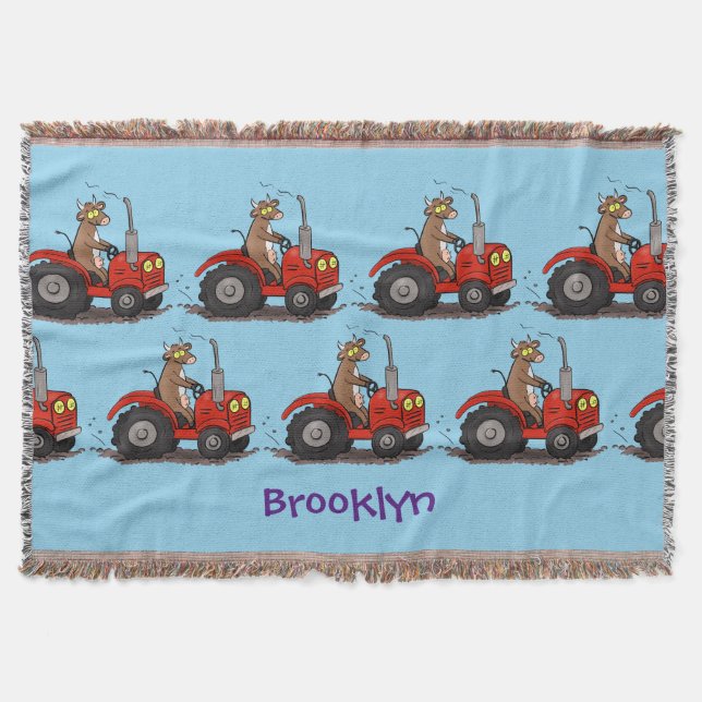 Manta Una vaca feliz y linda conduciendo a un personaliz (Anverso)