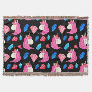 Manta Unicornio, cristales: mágico patrón de acuarela.