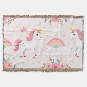 Manta Unicornios, arcoíris, flores, guapo