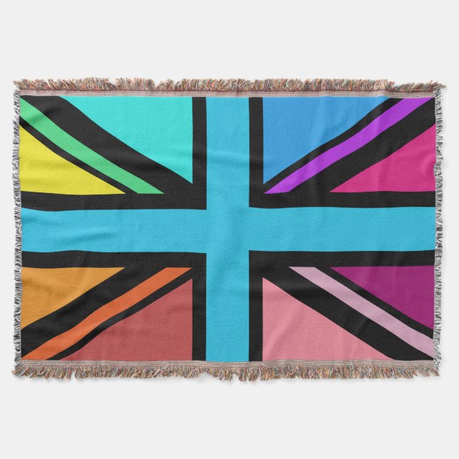 Manta Unión Jack/Bandera Multicolorizado+Diseño Negro (Anverso)