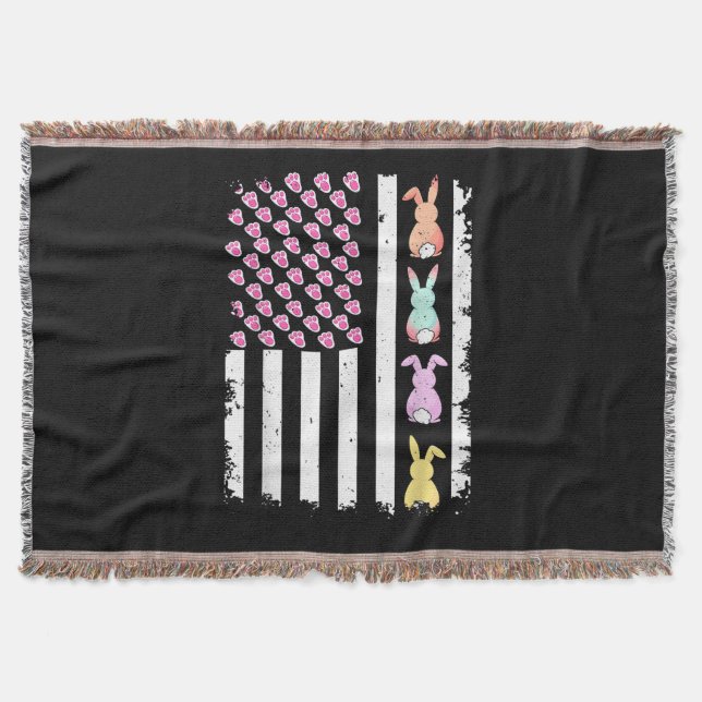 Manta US American Flag with Bunny for Easter Day (Anverso)