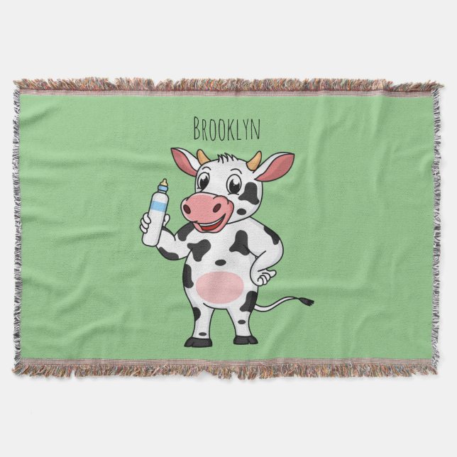 Manta Vaca feliz con personalizado de biberón (Anverso)