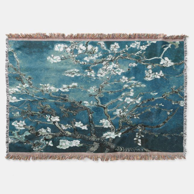 Manta Van Gogh Almond Blossoms Oscuro Verde azulado (Anverso)