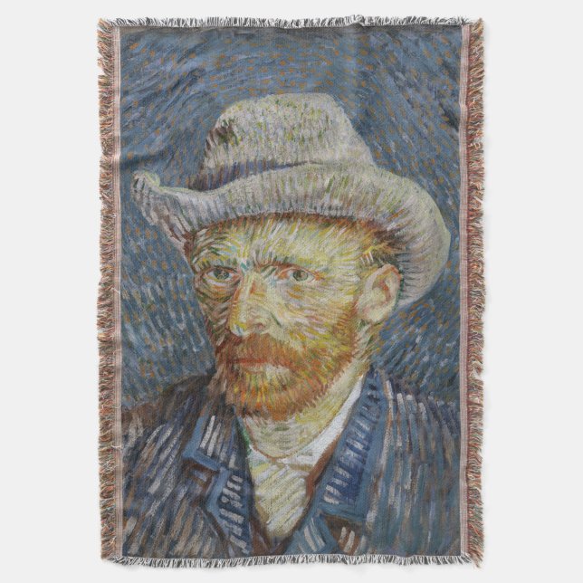 Manta Van Gogh Autoretrato Gray Felt Gorra Pintura (Frente vertical)
