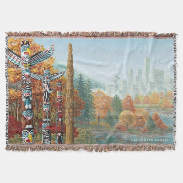 Manta Vancouver Art Throw Blanket Vancouver Totem Blanke (Anverso)