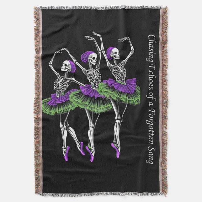 Manta Vaso de bailarina esqueleto verde morado  (Frente vertical)
