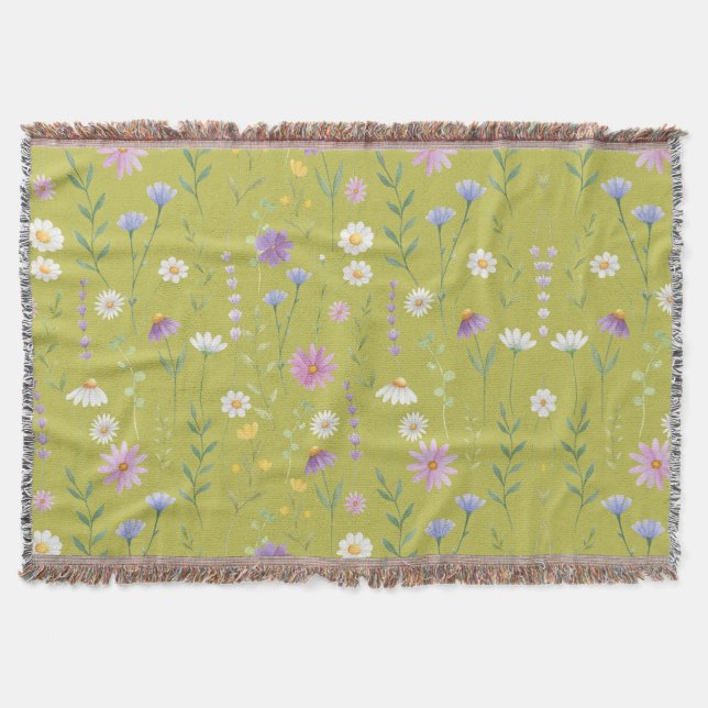 Manta Vegetación moderna Acuarela Rústica Botánica flora (Anverso)