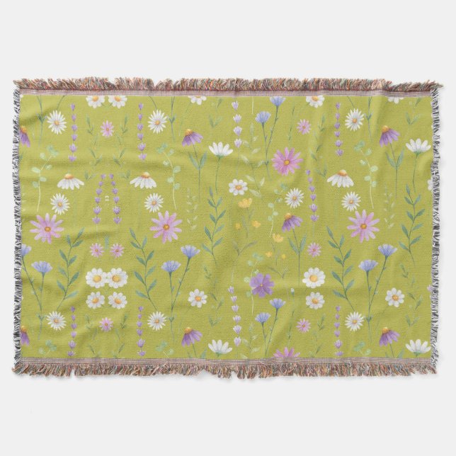 Manta Vegetación moderna Acuarela Rústica Botánica flora (Anverso)