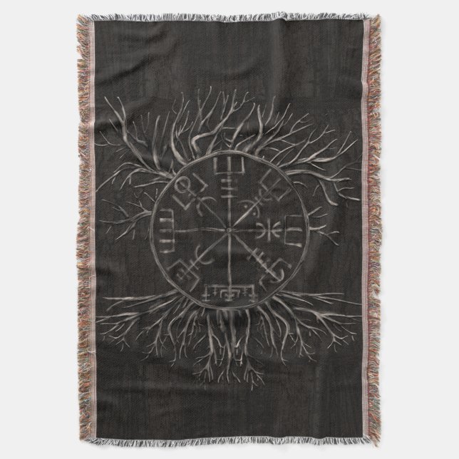 Manta Vegvisir y árbol de la vida Yggdrasil (Frente vertical)