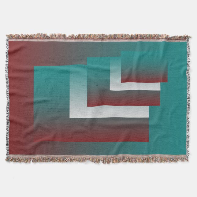 Manta Ventanas en blanco burdeos verde azulado (Anverso)