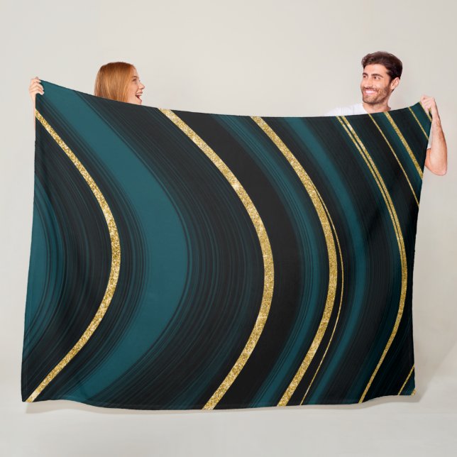 Manta verde azulada oscura y dorada (In situ)