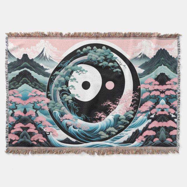 Manta Verde azulado del salvia rosado ondulado (Anverso)