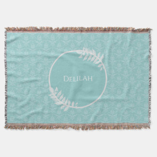 Manta Verde azulado elegante Damask Personalizado Throw 