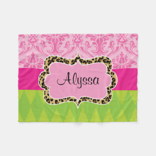 Manta verde rosada del tiro del leopardo del