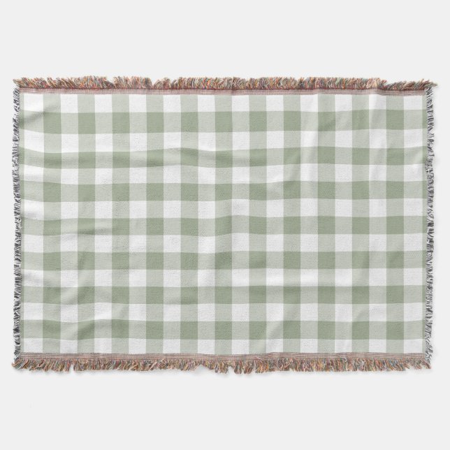 Manta Verde Salvia Gingham Cuadro Rústico (Anverso)