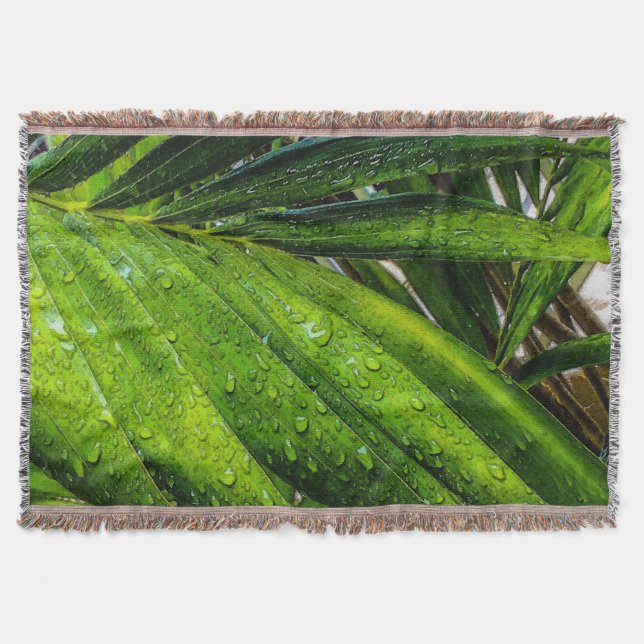 Manta Verdes tropicales con gotas de lluvia (Anverso)
