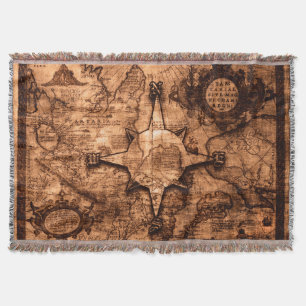 Manta Viajero del Mundo Antiguo - Rosa de mapas y brújul