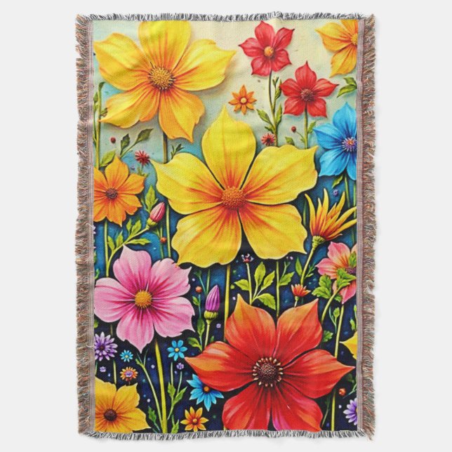 Manta Vibrant Flowers: Garden of Joy Art (Frente vertical)