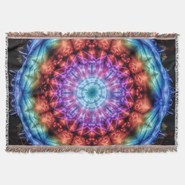Manta Vibrante Tie Dye Kaleidoscope Arcoiris Mandala (Anverso)