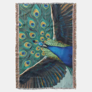 Manta vibrante y majestuosa de pavo real Tejido