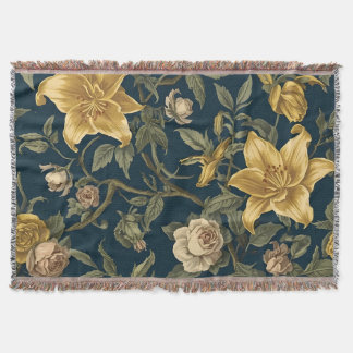Manta Victorian Navy & Yellow Lily Vintage Floral Patter