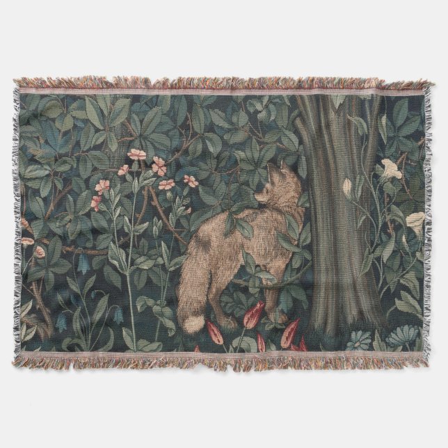 Manta Vida silvestre William Morris Greenery Fox (Anverso)