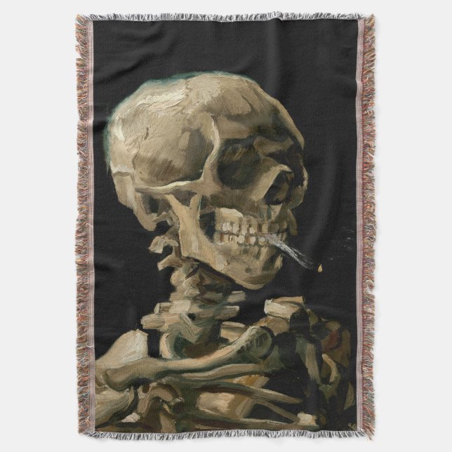 Manta Vincent van Gogh - Calavera con cigarrillo en llam (Frente vertical)