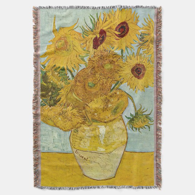 Manta Vincent Van Gogh - Vase con doce girasoles (Frente vertical)