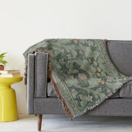 Manta Viñeta Woodland William Morris Green Floral