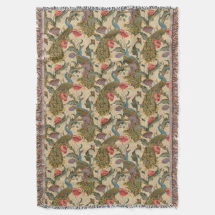 Manta Vintage Art Nouveau 1890 Patrón pavo real