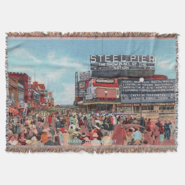 Manta Vintage Atlantic City Steel Pier Throw Blanket (Anverso)