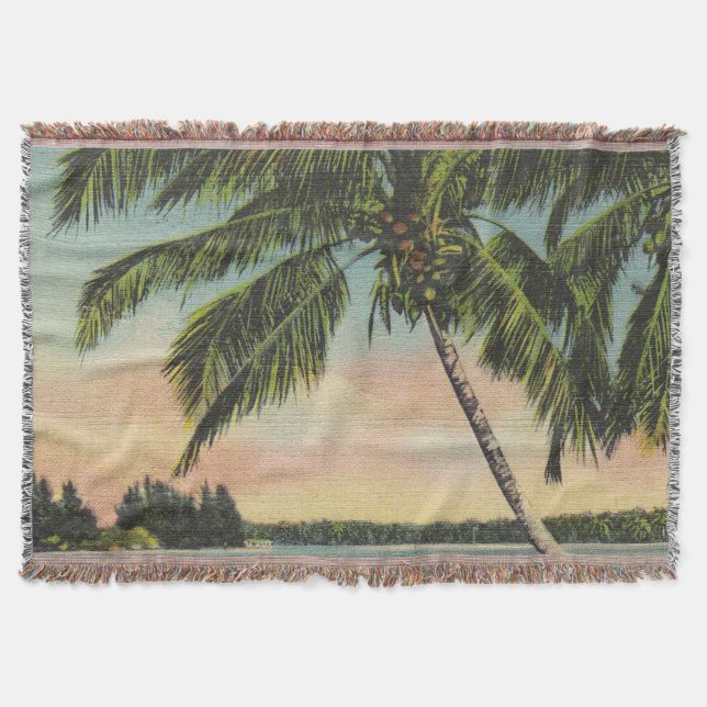 Manta Vintage Coconut Palmas Breeze Tropical Sunset (Anverso)