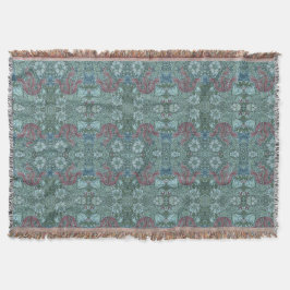 Manta Vintage Floral Patrón Verde Azul Rojo Blanco