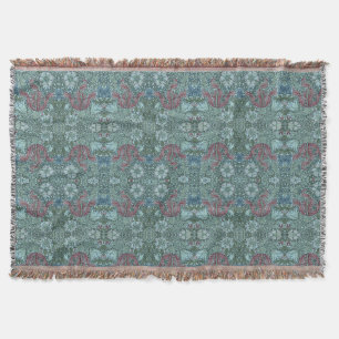 Manta Vintage Floral Patrón Verde Azul Rojo Blanco