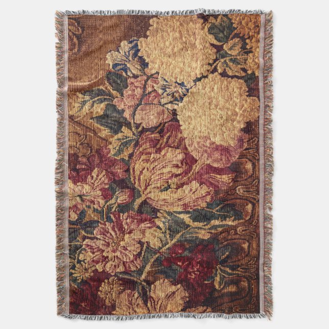 Manta Vintage flowers woven jaquard blanket (Frente vertical)