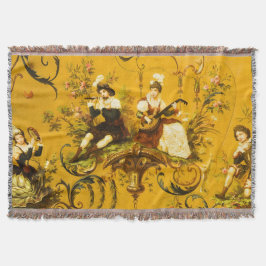 Manta Vintage French Gold Yellow Toile Victorian Floral